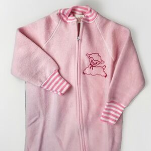 Vtg 1970s Footie Pajamas Kleinerts USA Teddy Bear Pink Size 4